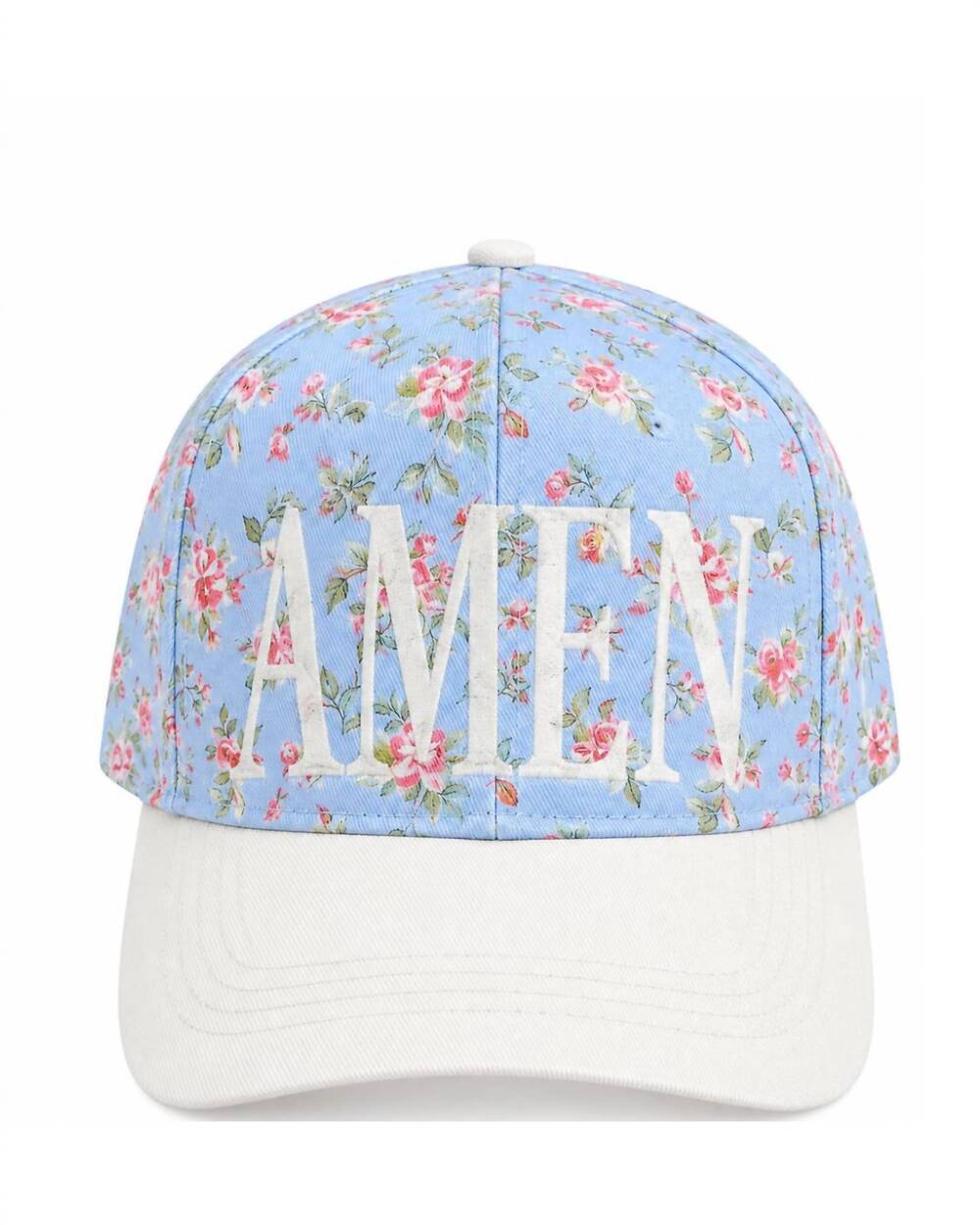 NEW DAVID & YOUNG unisex amen floral trucker hat in light blue